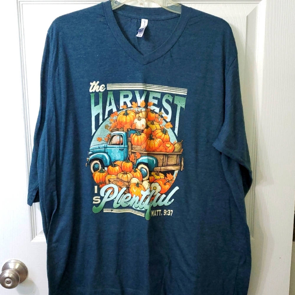 Blue  Green Harvest Graphic T-Shirt 2x